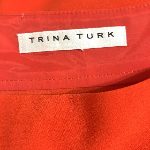 Trina Turk Desert Willow Dress Sz 12 Orange Boatneck Drawstring Cinch Waist - Picture 6 of 7